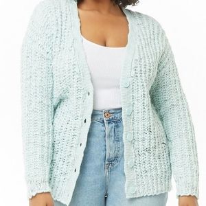 Forever 21+ Mint 2X Knit Cardigan Sweater